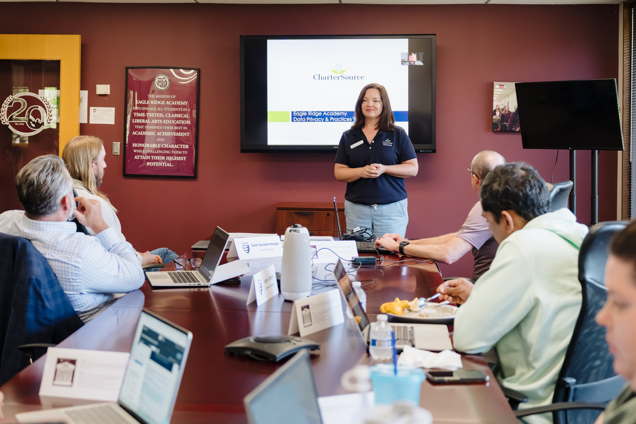 A CharterSource training session with school board members around a conference table