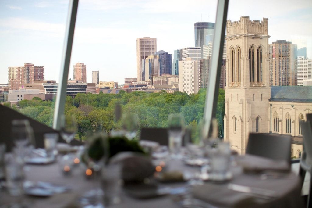 View of downtown Minneapolis from the Skyline Room at the Walker Art Center